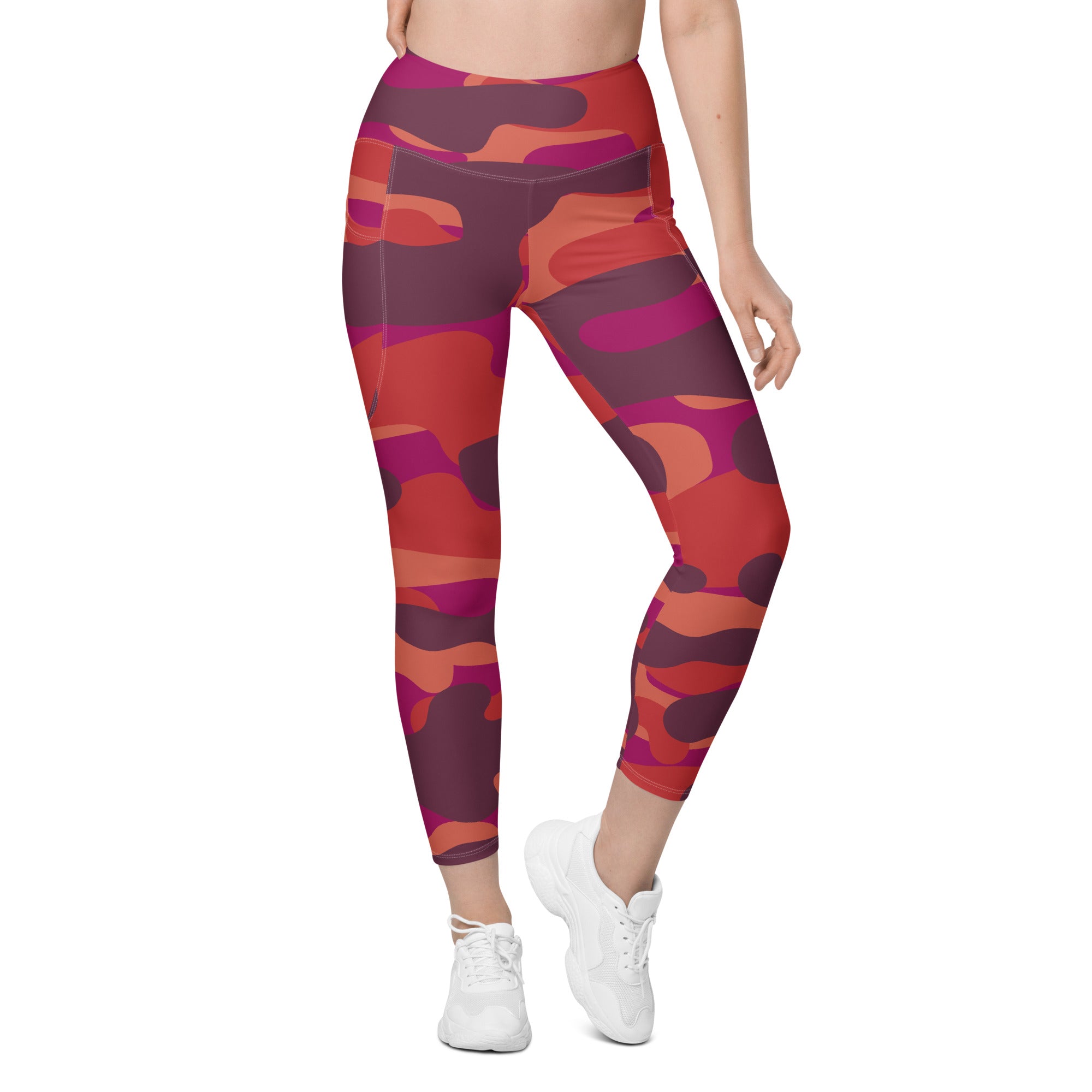 Women's Red Camo Leggings with pockets