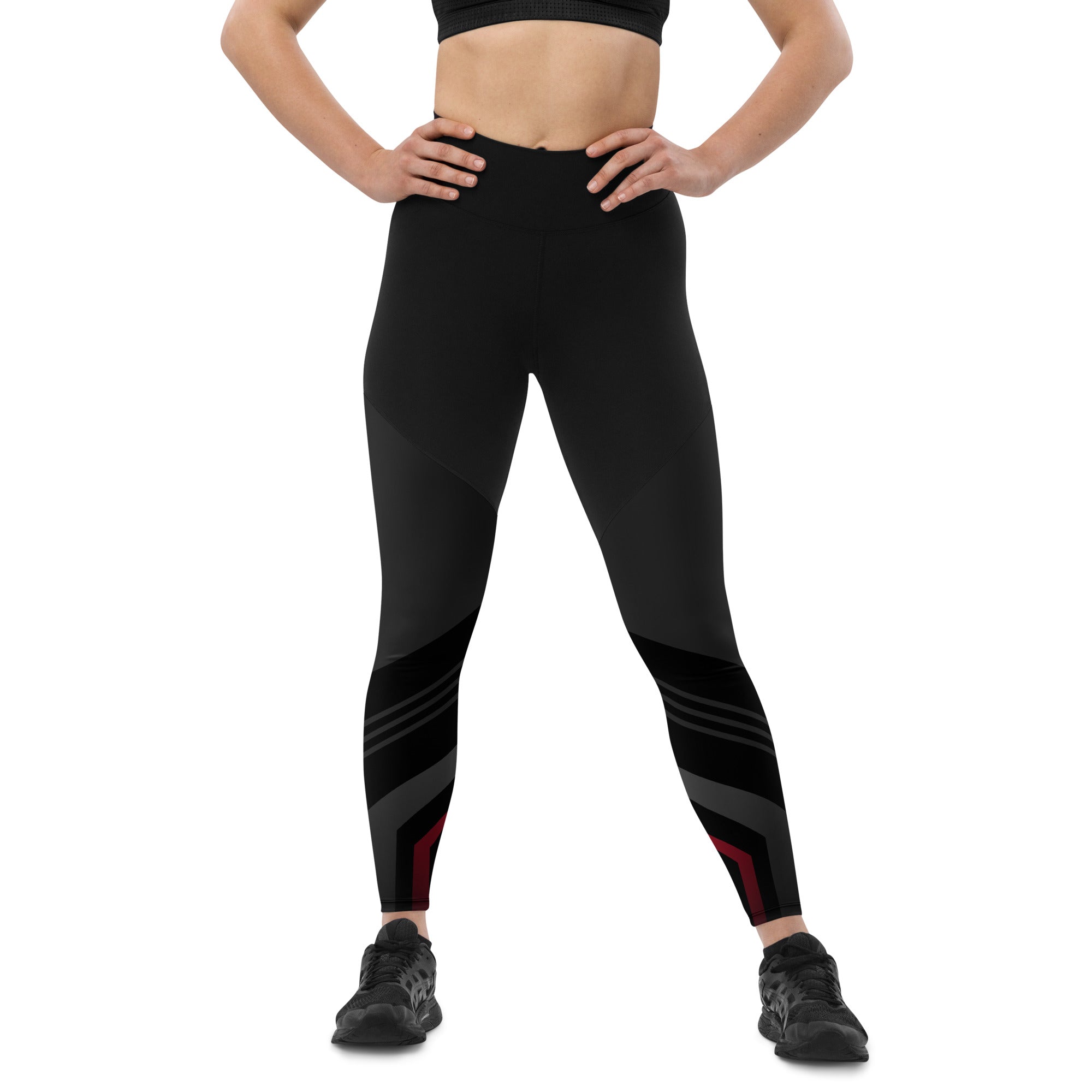 Women's Sports Leggings - Red Stripe